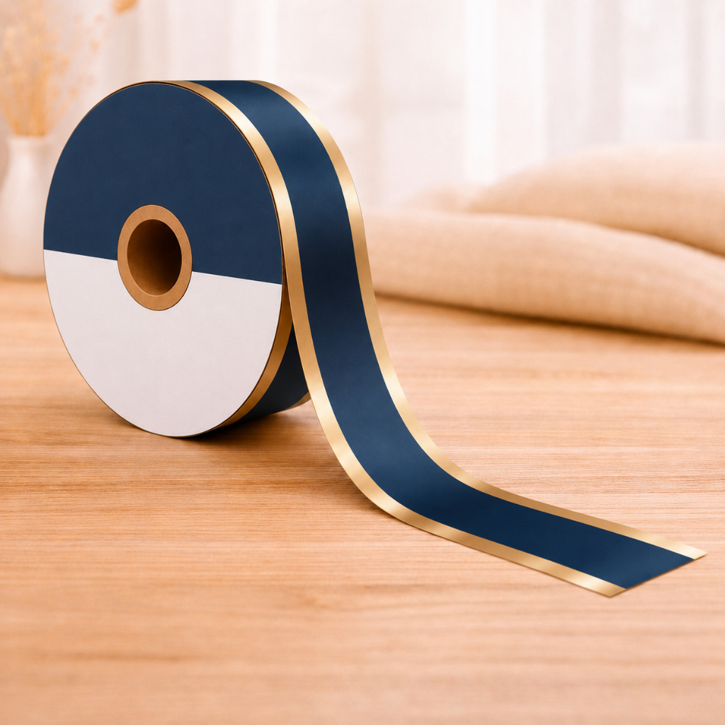 ita Maxi 3D Azul Marinho Com ouro 32mmx 100metros Azul Ouro Laço Presente Decoração Natal Embalagem
