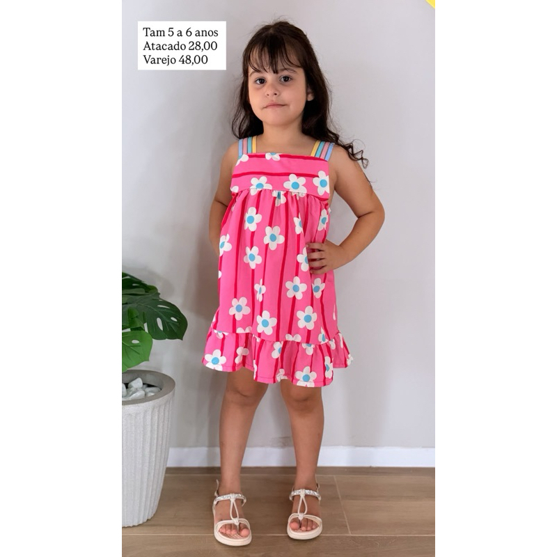 Vestido Infantil Menina 5 Anos Estampado Sortido Roupa Feminina Infantil Casual