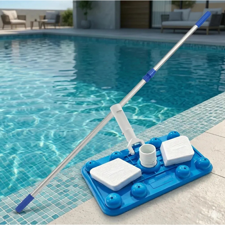 Kit Cabo De Alumínio 3 Metros De Piscina Sodramar + Aspirador 8 Esferas Profissional Manual