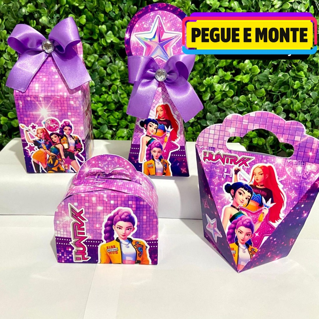 Kit Caixas Personalizadas GUERREIRAS DO KPOP HUNTRIX | Lembrancinhas Festa Infantil| Aniversário