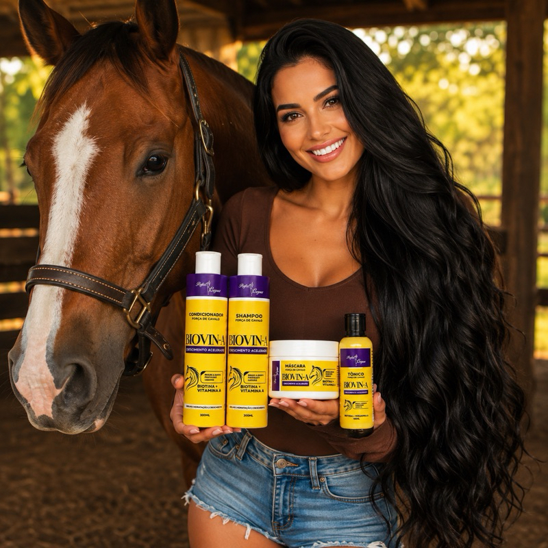 Biovin-A Kit 4 Produtos Crescimento Capilar Força de Cavalo Perfect Corpus 300ml Shampoo Condicionador Máscara e Tônico