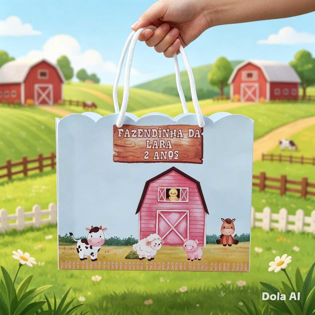 Sacolinha Fazendinha rosa/ Fazendinha rosa personalizados/Lembrancinha de festa/ Aniversário