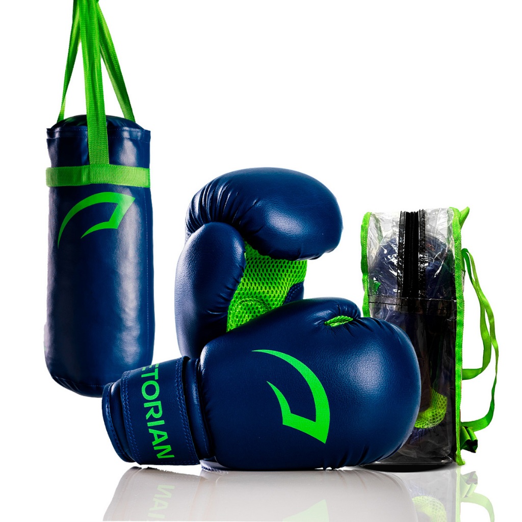 Saco De Pancada Infantil + Luva Boxe 06Oz 50x30Cm Muay Thai Kit Pequeno Pretorian Alta tecnologia