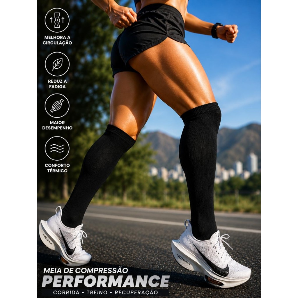 Meias Compressão para Varizes e Para Pratica De Crossfit Ciclismo Corrida e Academia Feminina Compressiva