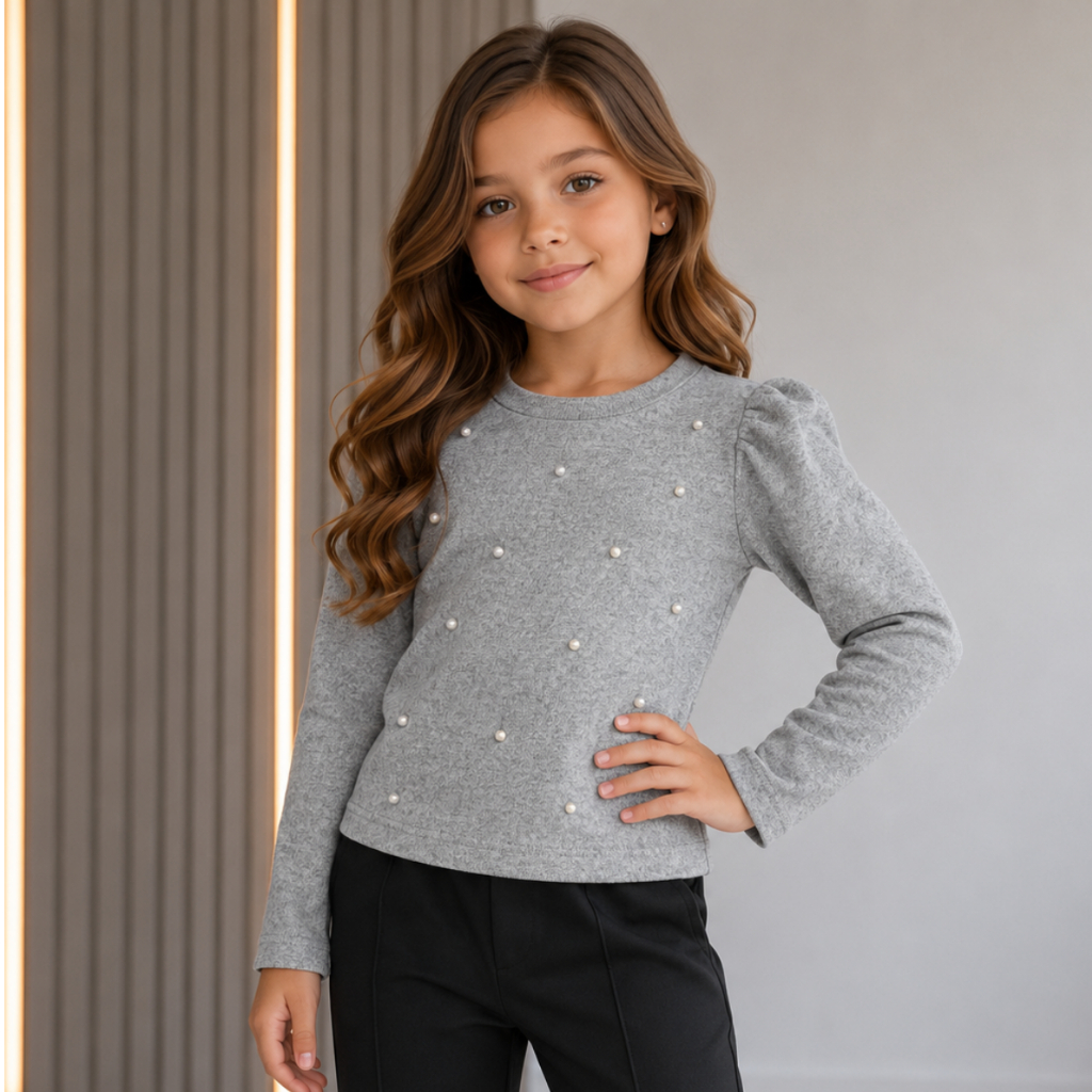 Blusa Manga Longa Infantil Mini Diva Modinha Meninas Luxo