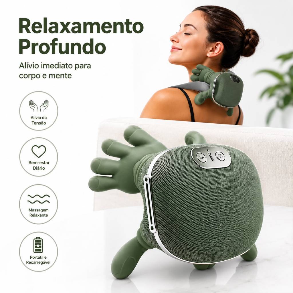 Massageador elétrico portátil pescoço calmante intensidade de 3 velocidades + aquecimento infravermelho