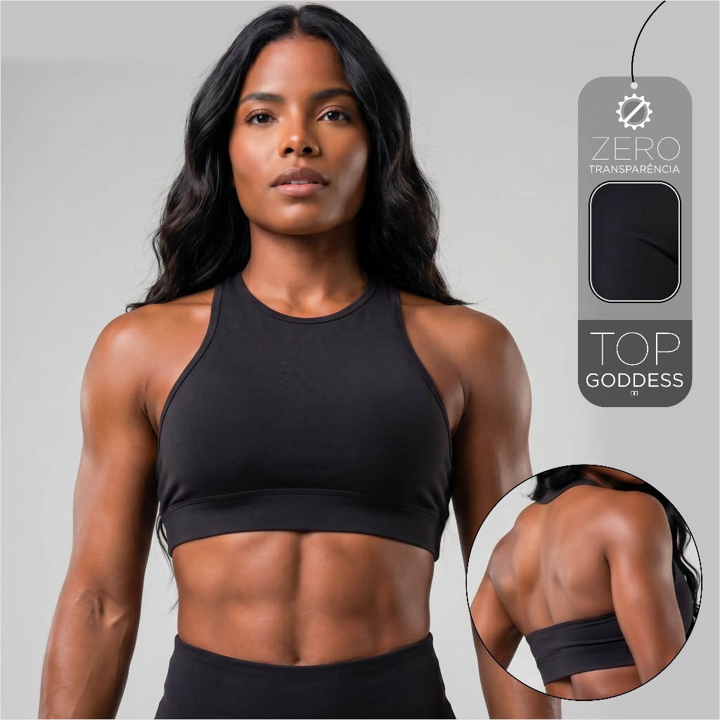 Top Fitness Feminino Frente Única Zero Transparência Sustentação Academia