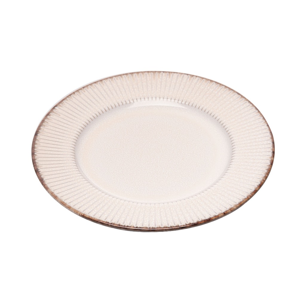 Prato para Sobremesa de Cerâmica Linear Bege 20cm – Lyor