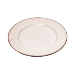 Prato para Sobremesa de Cerâmica Linear Bege 20cm – Lyor