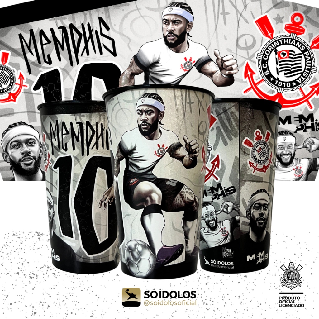 Copo Corinthians Memphis Depay 550ml Licenciado Oficial Só Ídolos Pronta Entrega