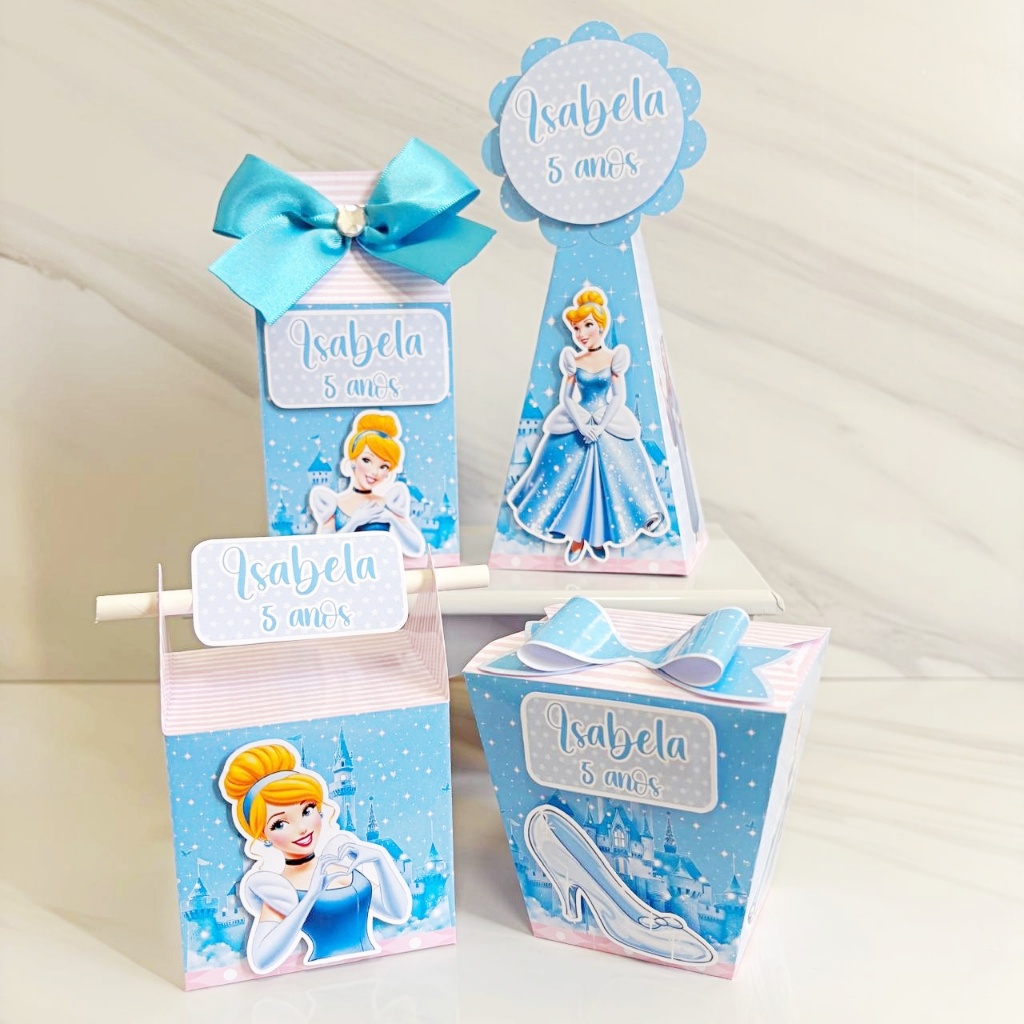 Kit Caixas Cinderela Personalizado Lembrancinha Festa Infantil Aniversário
