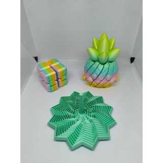 Kit Sensorial 1 - Estrela Fidget 3D sensorial+Abacaxi sensorial Transformável antiestresse+cubo infinito