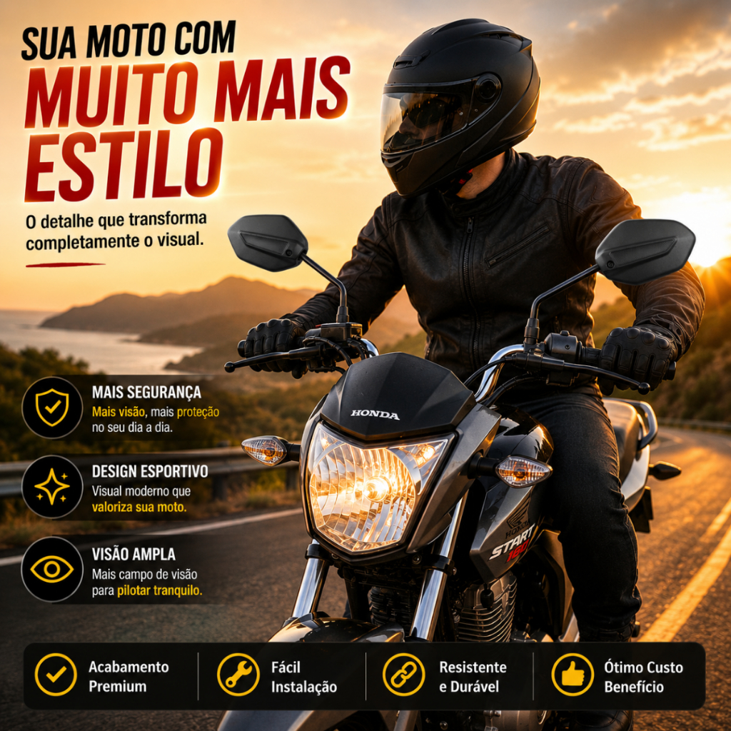 Par Retrovisor Espelho Mini Honda Cg Titan Fan 125 150 160 Biz Pop Xre 300 Modelo Original — imagem 2 de 2