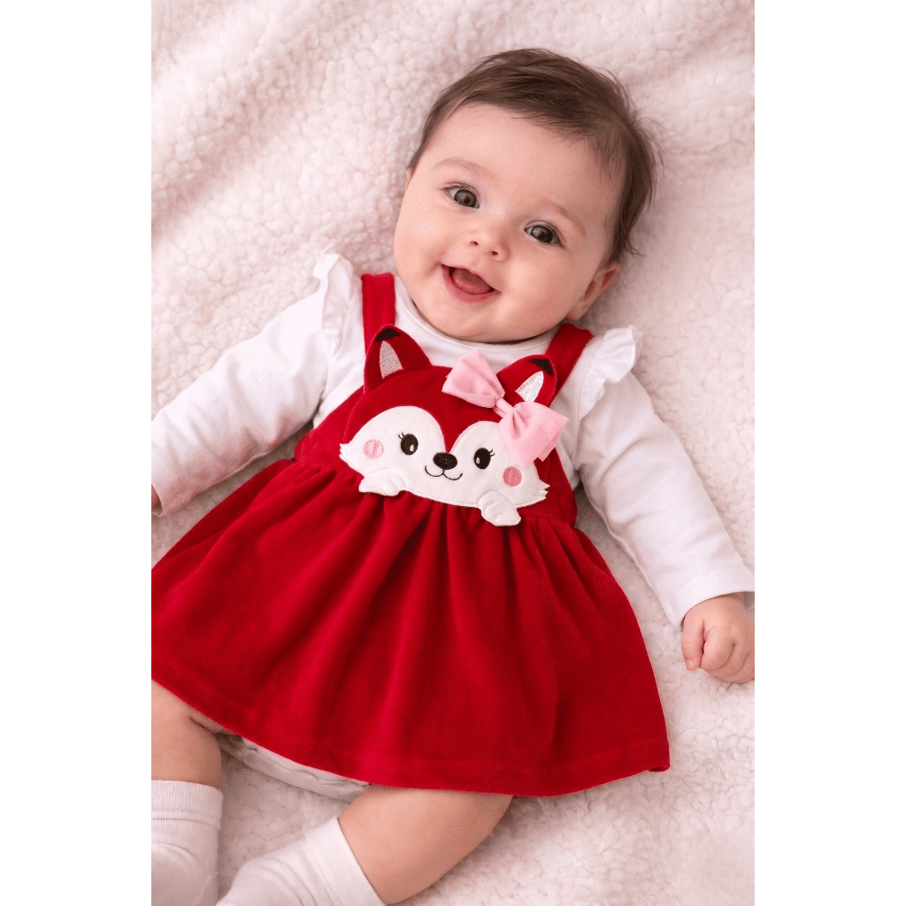 Vestido bebê com body raposinha Alana