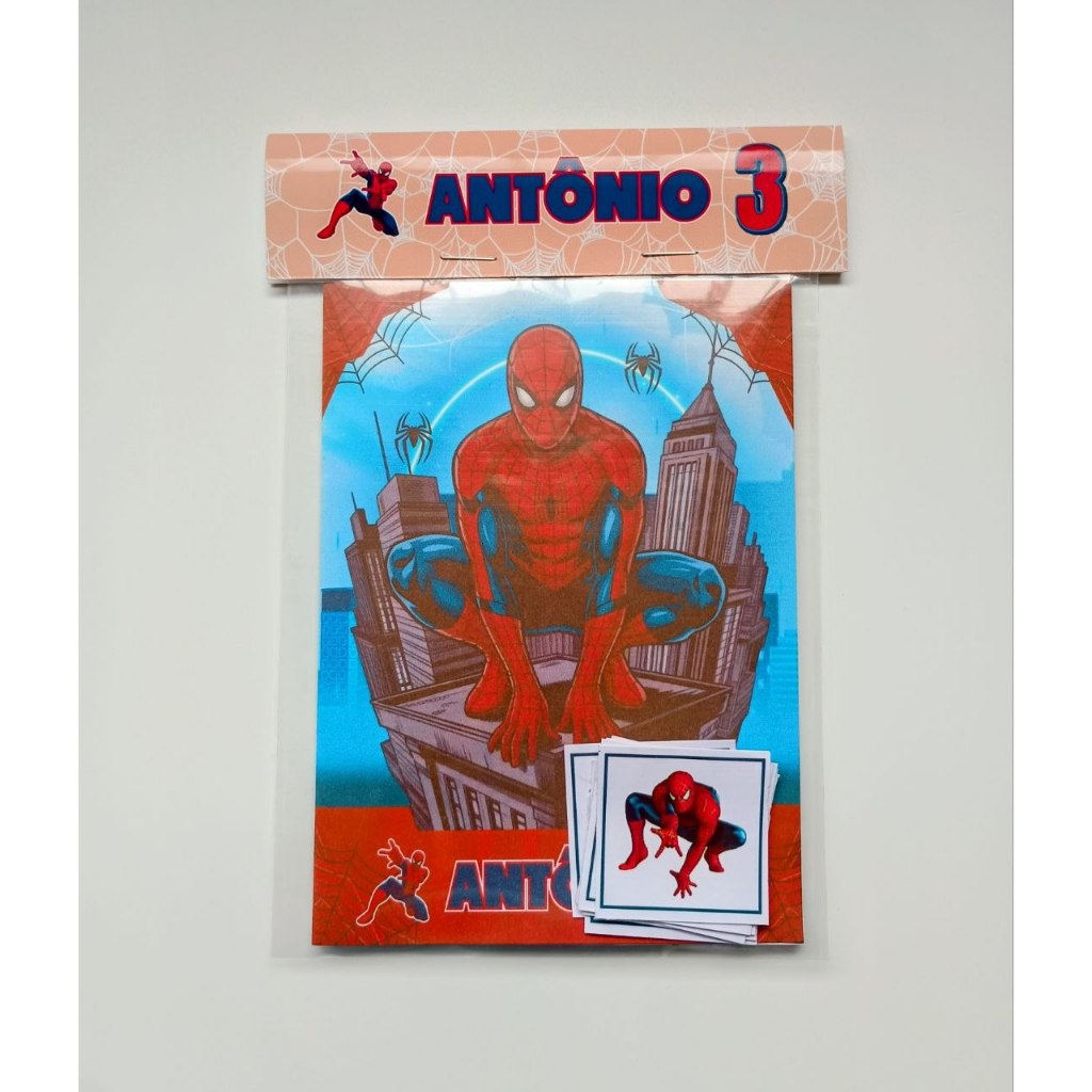 Álbum de Figurinhas e Livrinho de Colorir 10x15 Lembrancinha Personalizada Aniversário Infantil Homem Aranha