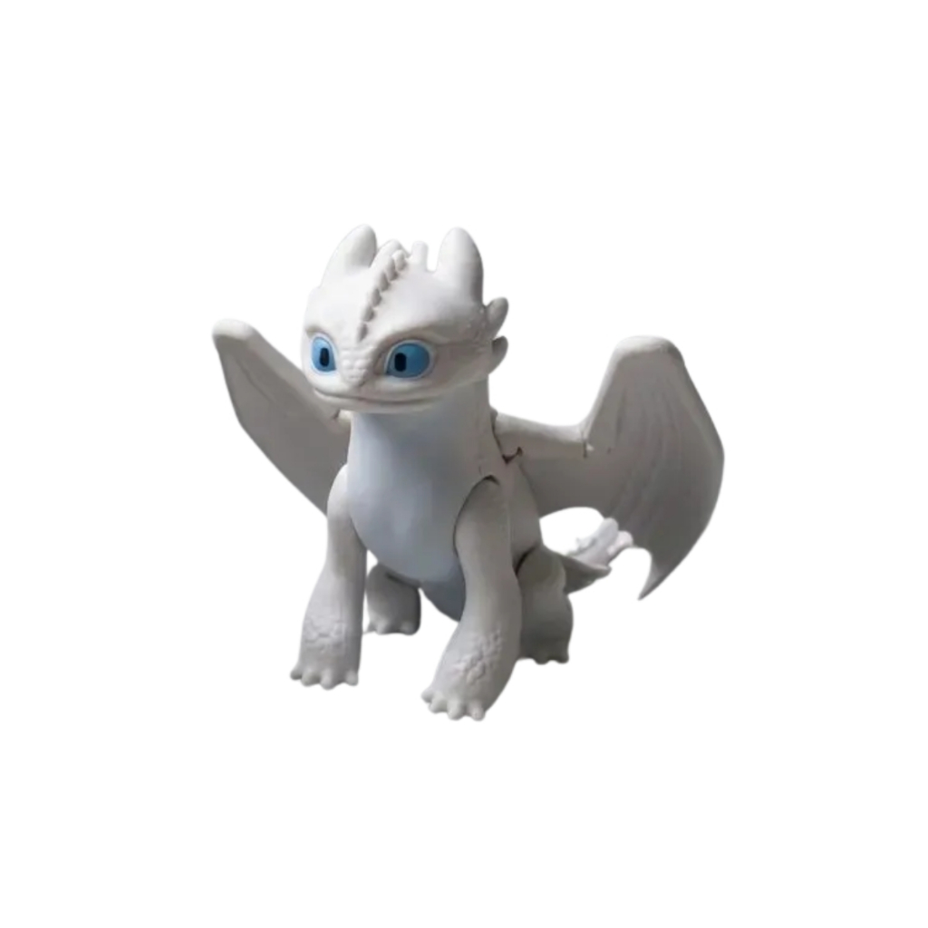 Boneco Dragão Articulado Fúria Da Luz Branco Como Treinar 3d