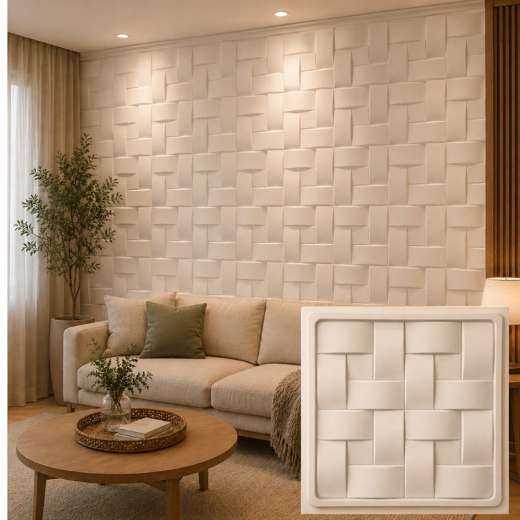 Forma Molde 3D Gesso Cimento 32x32cm PSAI Reutilizável Econômico Revestimento Parede