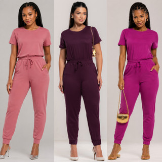 Conjunto Feminino Malha Suede Light Calça Jogger Blusa Feminina Confortável Fardamento Ro…