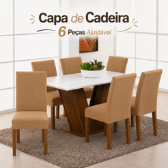 Kit Capa de Cadeira 6 Peças Ajustável em Malha Gel