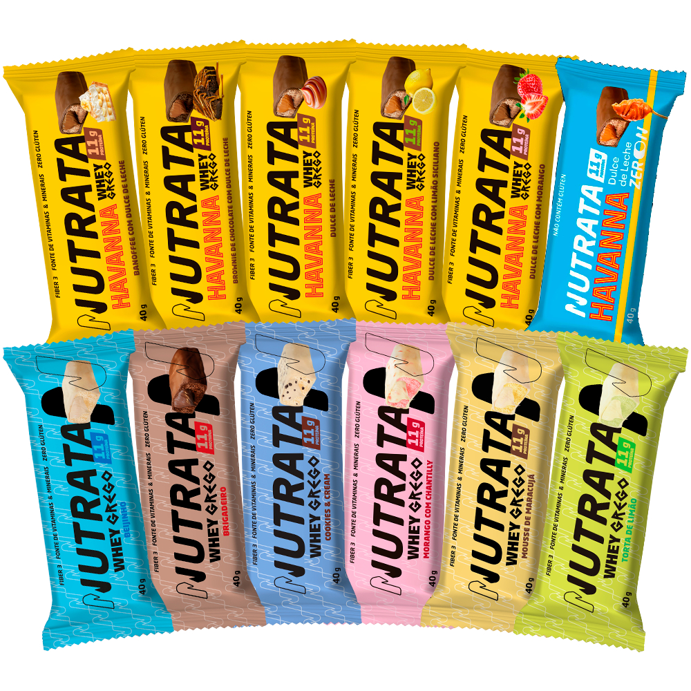 Barra de Proteína Whey Grego Bar Caixa com 12 Unidades