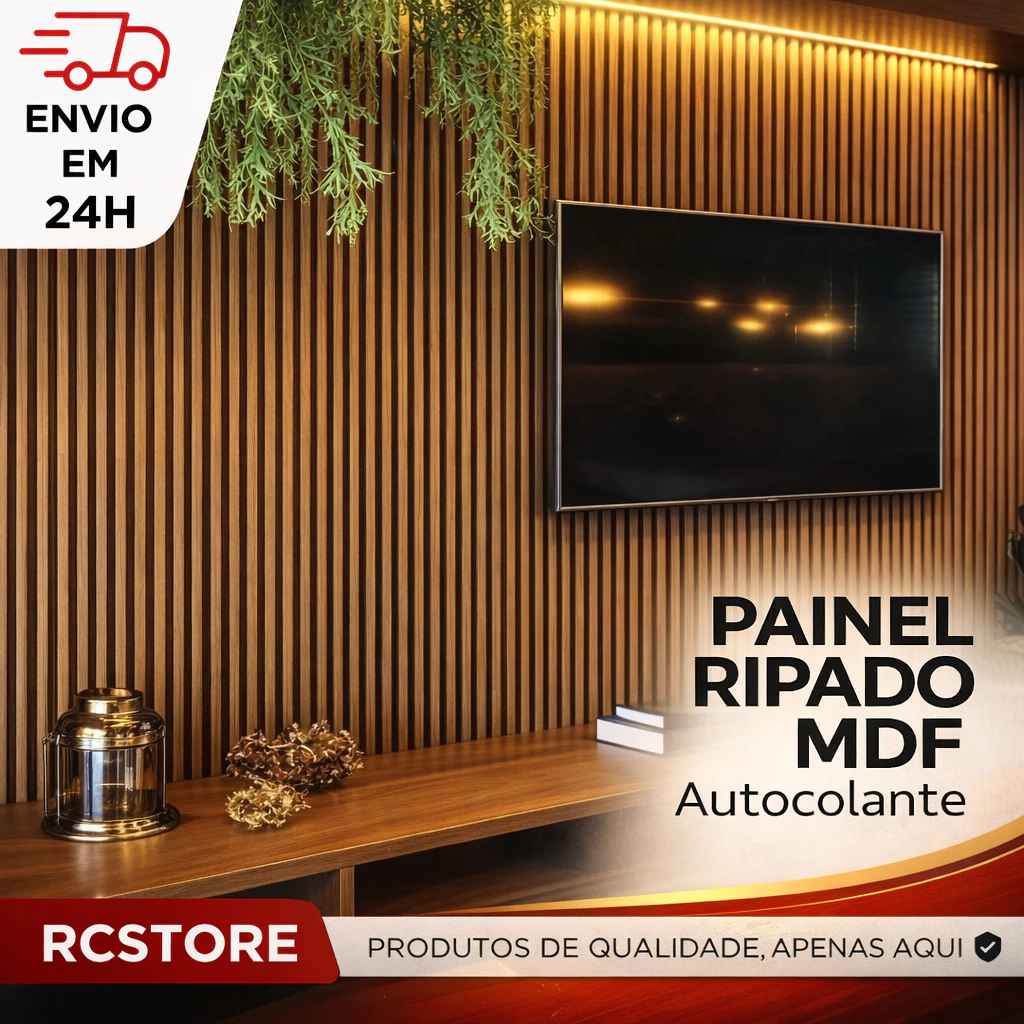 Kit Até 100 Placas Painel Ripado Autocolante MDF 45x10cm para Parede - ENVIO FULL