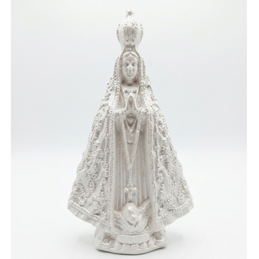 Imagem Nossa Senhora Aparecida Bordada Perolada Decorativa 15cm