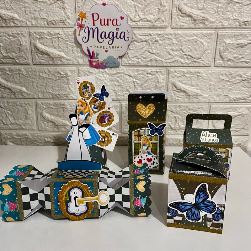 Kit Personalizados Alice no pais das maravilhas 1.0 Lembrancinhas Caixinhas ** ENVIO EM 24 HRS**