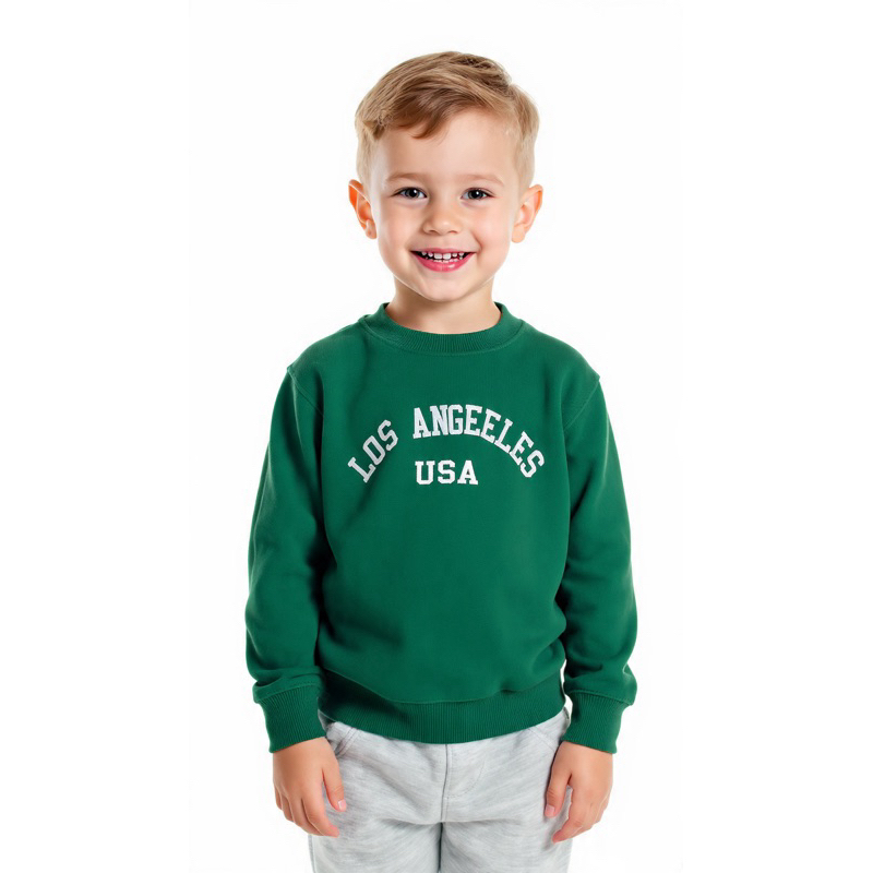 Kit 4 Peças Conjunto Infantil Estampa Los Angeles Moletom Flanelado 1/8 Menino e Menina Casaco/Calça
