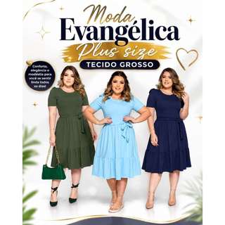 Vestido gospel Plus Size Evangélico mais vendido Babado Rodado ou Midi casual jovem Moderna Festa Batizado ou 15 anos