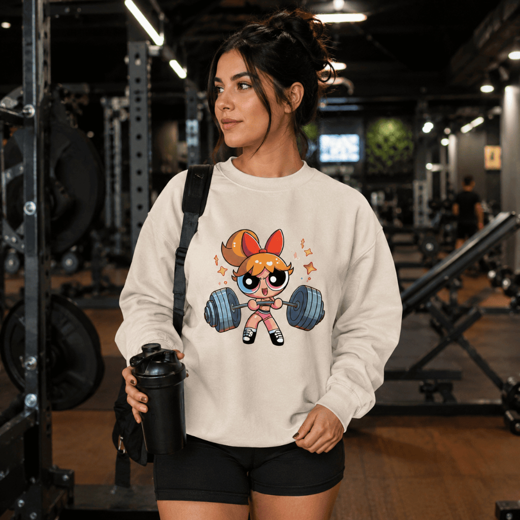 Moletom Gola Redonda Careca Florzinha Meninas Super Poderosas Academia Gym Feminina Estampada Tendência Streetwear