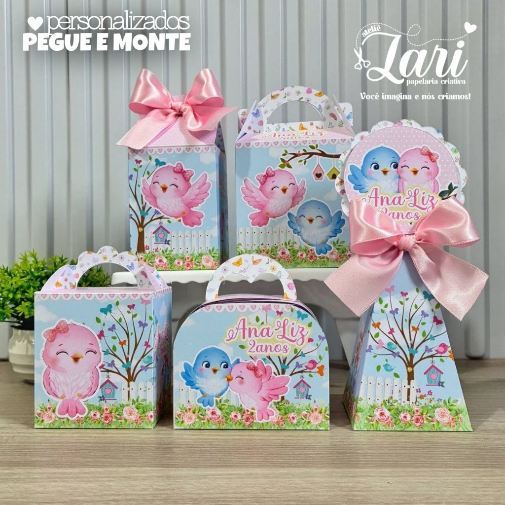 Kit Personalizados JARDIM ENCANTADO DOS PASSARINHOS / (PEGUE E MONTE) / Lembrancinha e Mimos de Aniversário