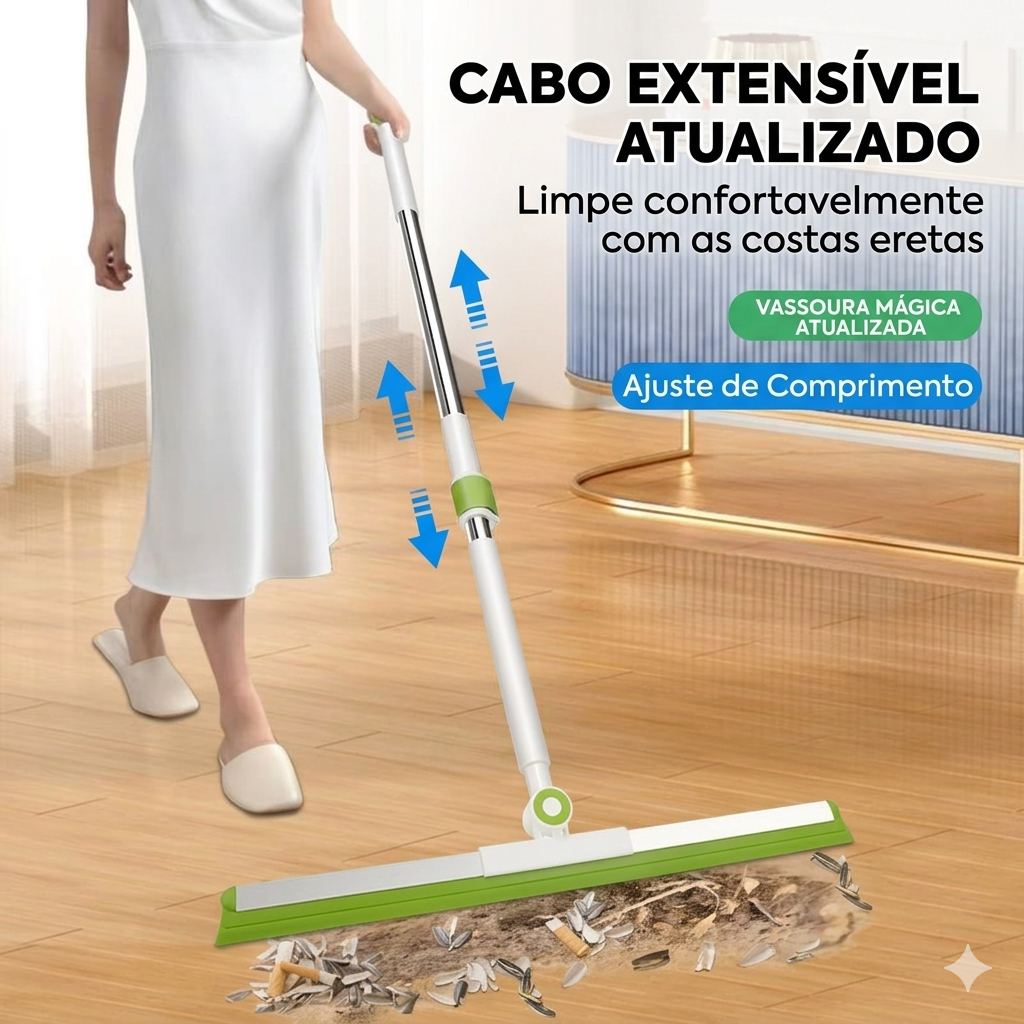 O novo rodo mágico, com ângulo ajustável de 180°, é perfeito para limpar banheiros e chuveiros domésticos.