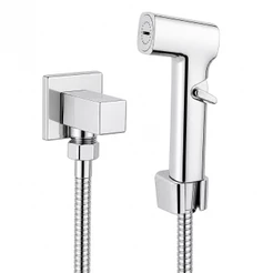 Ducha Higiênica Quadrada Banheiro Lavabo Super Luxo Metal Cromo Premium Chuveirinho Íntimo 1/4 Volta