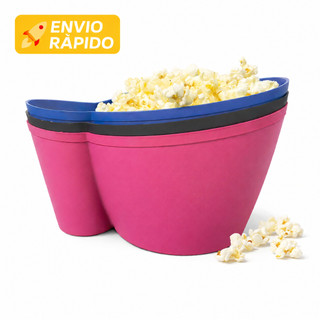Kit 25 baldes de pipoca plástico coloridos com porta copo cores cinema cineminha