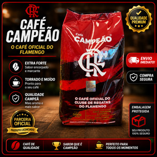 Café Campeão Oficial Flamengo 500g Extra Forte Torrado e Moído - Produto Licenciado