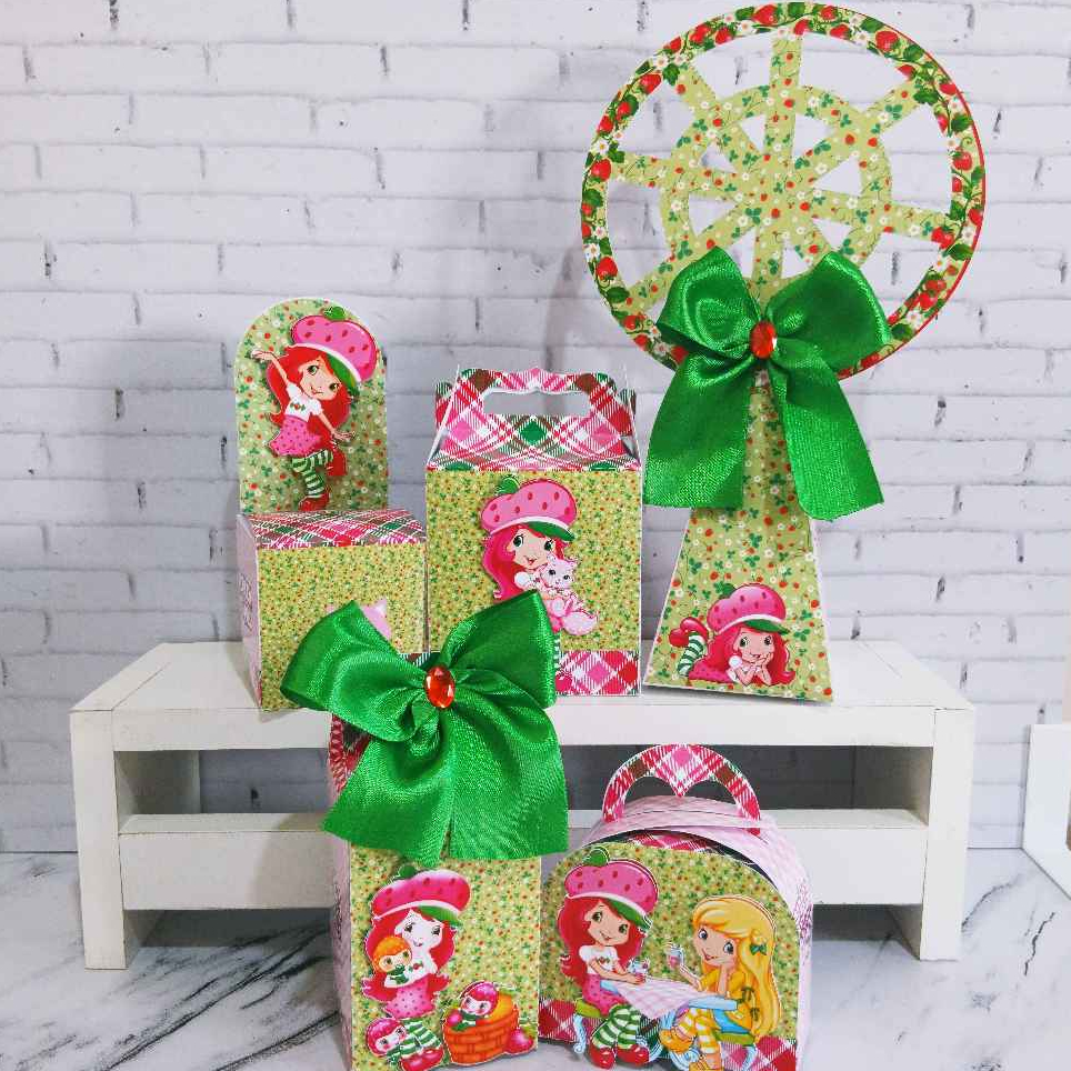 KIT PERSONALIZADO DE CAIXAS MORANGUINHO 2 D/LEMBRANCINHA ANIVERSARIO/DECORAÇÃO