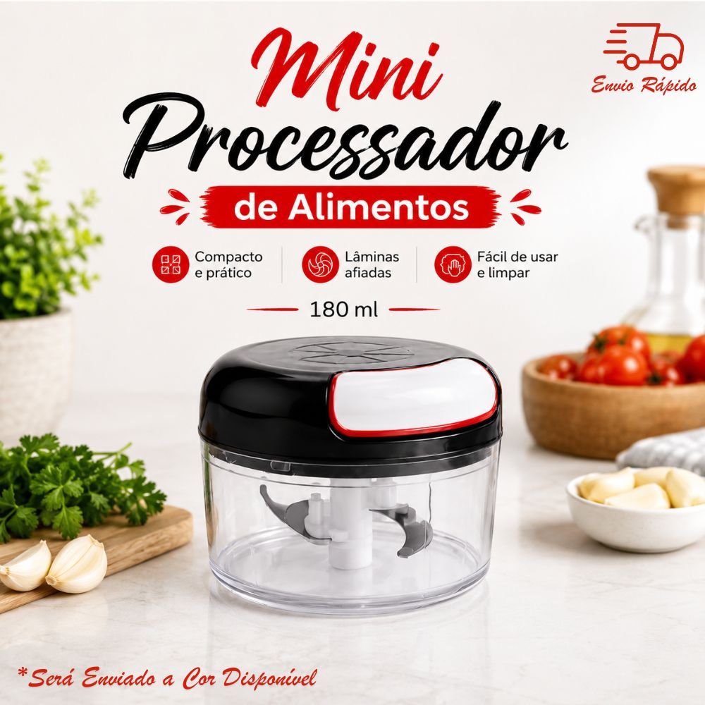 Mini Processador Manual Multifuncional de Alimentos 170ml Triturador de Alho Cebola Legumes Ervas Temperos Cozinha