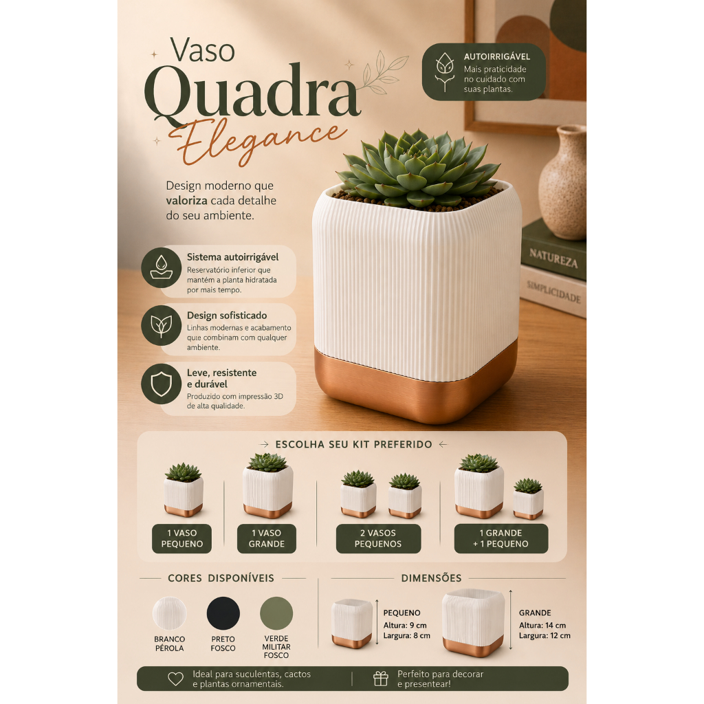 Vaso de Planta Autoirrigável / Vaso para Suculenta / Vaso Decorativo / Impressão 3D