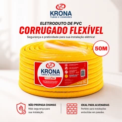 Conduite Eletroduto Corrugado 50m Conduíte Elétrico 20mm Krona Conduíte Flexivel Reforçado