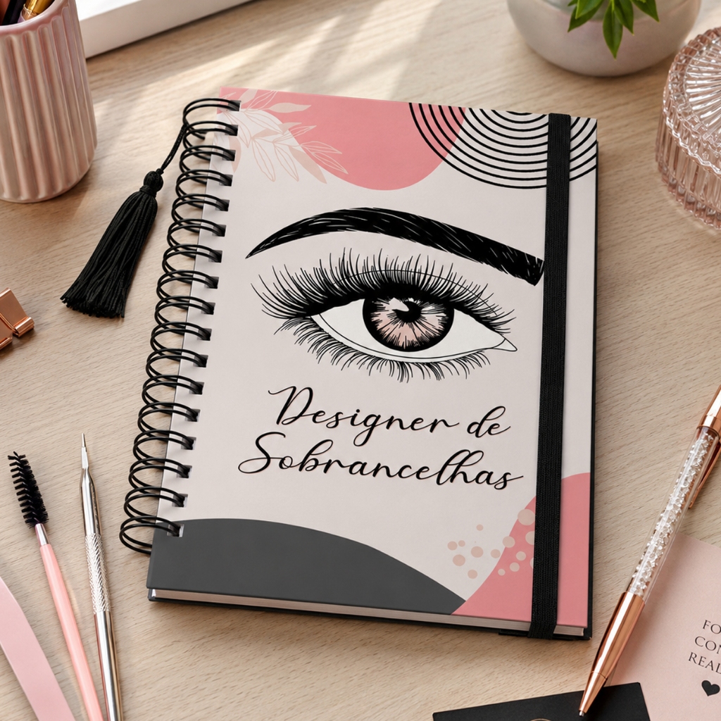 Caderneta Agendamento Designer de Sobrancelhas Caderno Agenda Design 365 Dias 30 em 30 Minutos Olhos