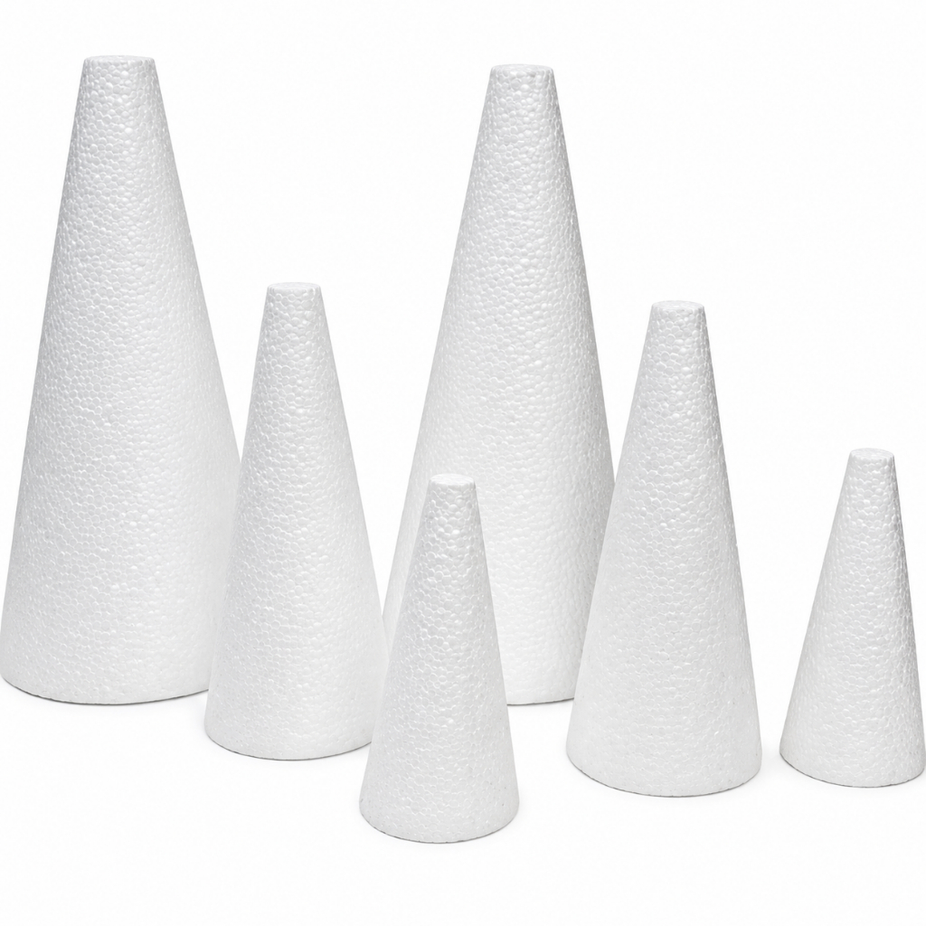 Cone em Isopor Maciço Varios Tamanhos e Quantidades de Isopor Monte Seu Kit