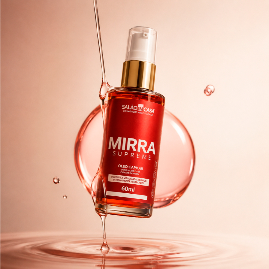 Óleo Capilar de Mirra Supreme Salão In Casa 60ml Nutrição Profunda Reparação Cabelos Ressecados