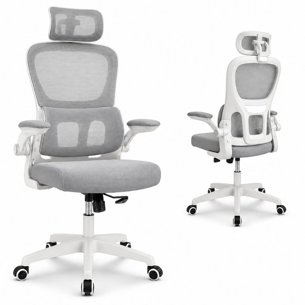Cadeira Escritório Ergonômica Premium Mesh Giratória Braços Reguláveis Lombar 150kg Cadeiras Gamer