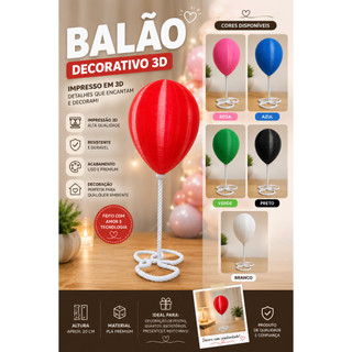 Balão decorativo impresso em 3D, balão em 3D, balão decorativo
