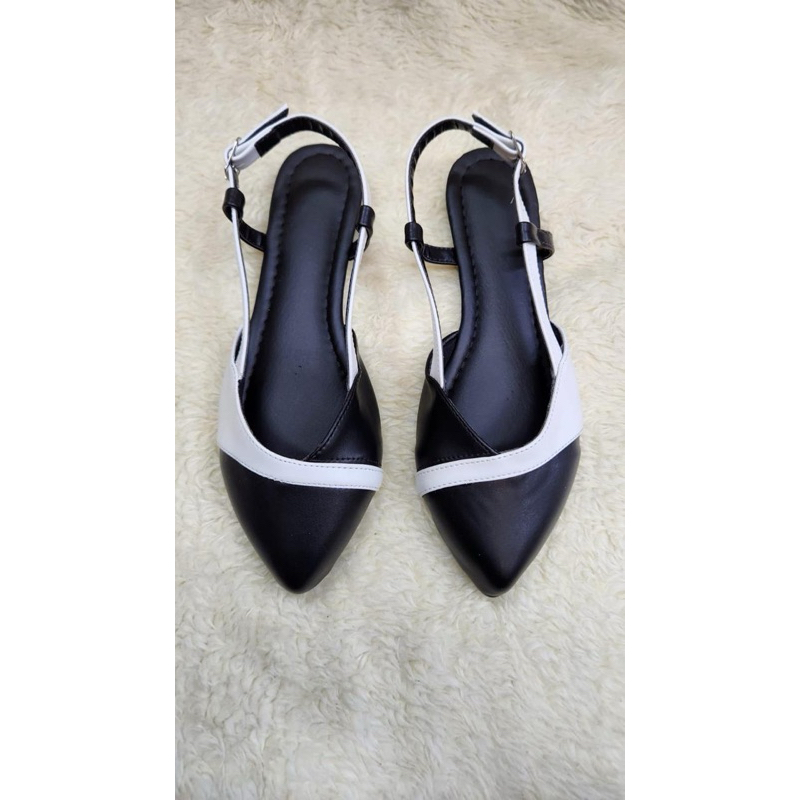 Sapatilha Rasteira Sandalia Bico Fino Slingback Preto Feminina Sapato Dia a Dia Social Confortavel