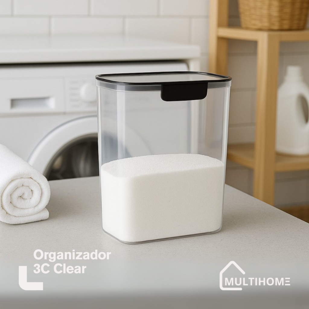 Pote Hermético para Grãos 4,2 Litros Grande Transparente Organizador Cozinha Mantimentos Lavanderia