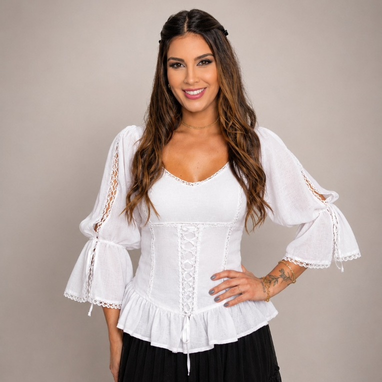 Blusa Estilo Ciganinha com Manga 3/4 Moda Cigana Diversas cores