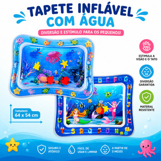 Tapete de Água Inflável Infantil Sensorial para Bebê Brinquedo Tummy Time