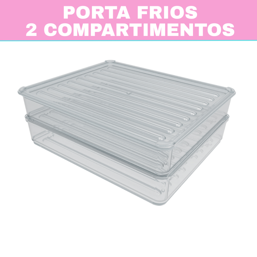 Organizador de Geladeira Porta Frios Empilhável 2 Compartimentos Multiuso