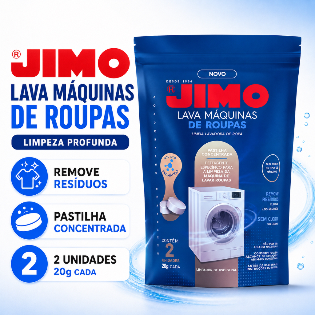 Pastilha Limpa Máquina de Lavar Roupa Jimo 20g Remove Odor Mofo Bactérias Limpeza Profunda Tanque